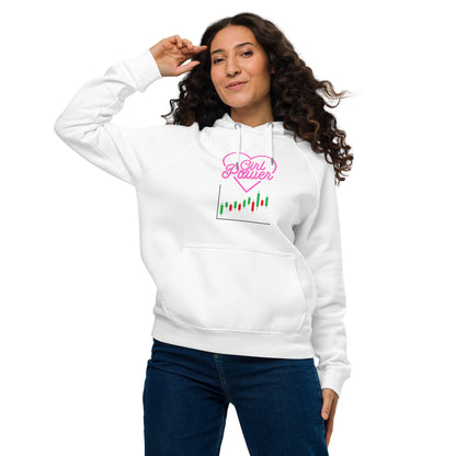 Eco Raglan Hoodie in White | Girls Power & Positive Vibes for Traders