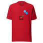 Red T-Shirt with EUR/USD Laptop Logo & Black Candlesticks – TradersHouse Exclusive Trading Apparel