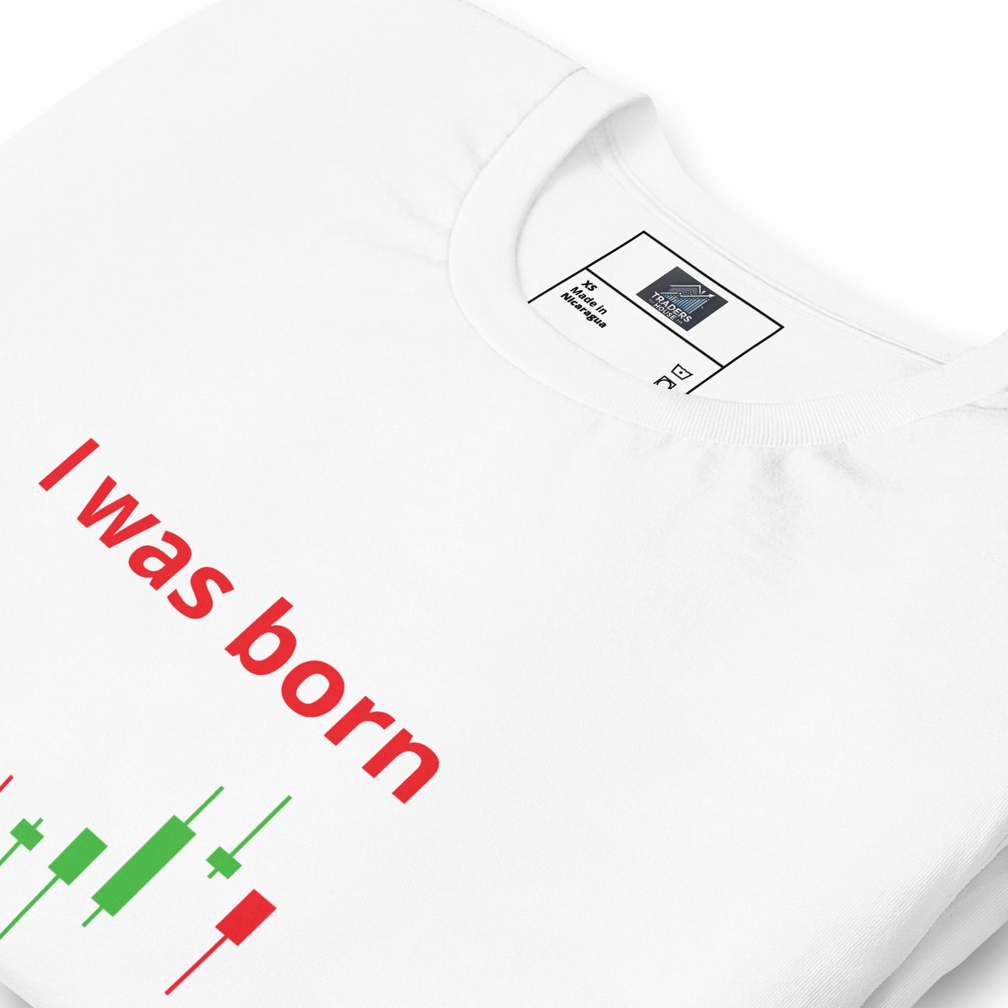 White T-Shirt with Candlestick Charts on Sleeve and Front – TradersHouse Branded Trading Apparel